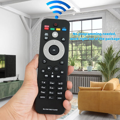 Replacement Remote Control for Philips BDP2105F7, Compatible with BDP2385, BDP2185/F7 Blu Ray DVD Player