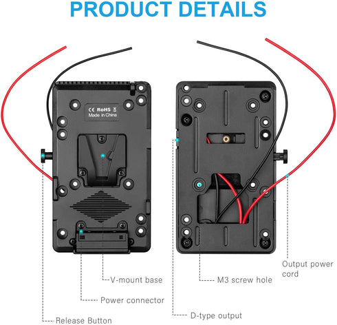 Fomito V Mount V-Lock D-tap BP Battery Plate Adapter, 14.4V to 16.8V D-tap Output