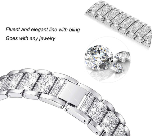 Bling Bands Compatible with Apple Watch Band 42mm/41mm/40mm/38mm, Women Metal Rhinestone Replacement