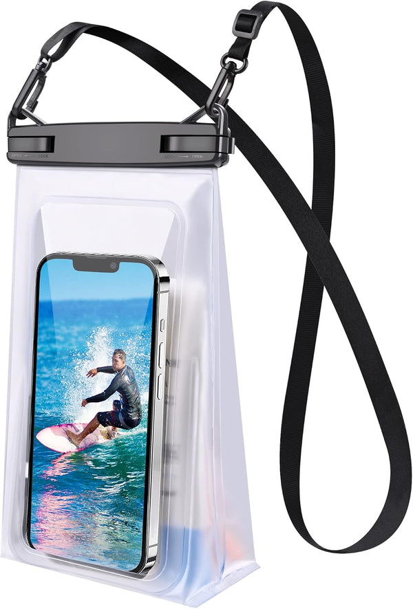 IPX8 Floating Waterproof Phone Pouch, Large Clear Phone Dry Bag Case with Adjustable Lanyard for iPhone Samsung