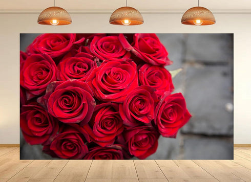 UPXIO 8x8ft Red Rose Bouquet Close Up Backdrop Romantic Floral Arrangement Photo Background