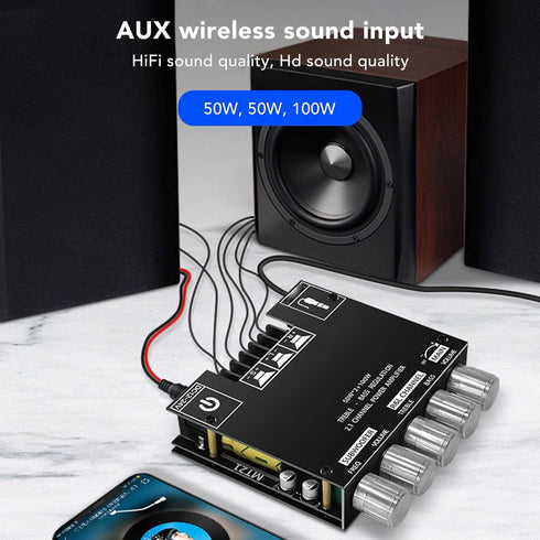 MT21 Bluetooth Power Amplifier Board, 2.1 Channel DC 12V to 24V HiFi DIY Audio Power Amp Module for 20 to 100W 4 to 8? Speakers