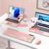 Wireless Keyboard and Mouse for MacBook - Vivefox Pink Wireless Keyboard with Phone Holder and USB Receiver