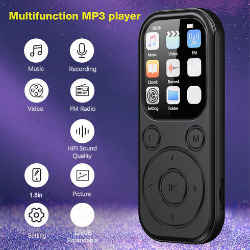 Yunseity MP3 5.4, 1.8 Inch 32G Player, Music Player with Bluetooth Built in HiFi Speaker Portable HiFi Music Player