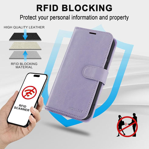 MONASAY Wallet Case for iPhone X/iPhone Xs, 5.8-inch, Flip Folio Leather Cover with Credit Card Holder, Glass Screen
