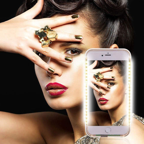 Front and Back Selfie Light Up Case for iPhone 12 Pro Max, Rechargeable LED Flash Lighting for Live Stream/Makeup/TikTok