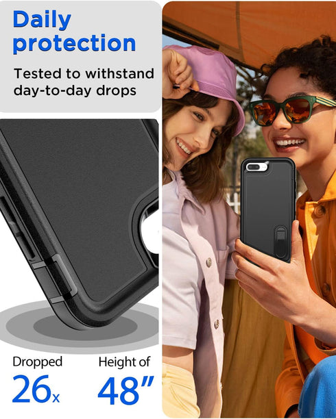 AICase iPhone 8 Plus/7 Plus Case: Rugged Shockproof, Heavy Duty Drop Protection, Built-in Kickstand & Glass Screen