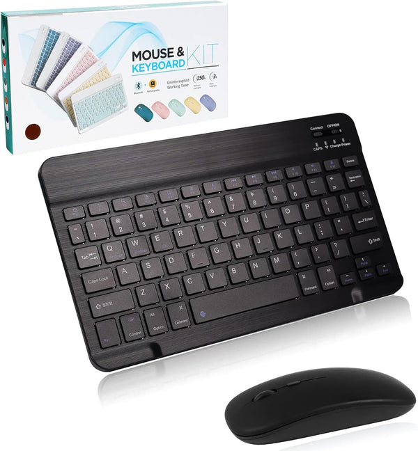 Bluetooth Keyboard and Mouse Combo, Ultra Slim Rechargeable Portable Wireless Keyboard Mouse Set for Android Windows