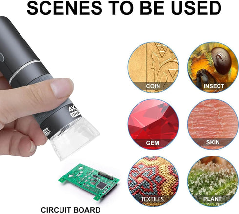 Ninyoon 4K WiFi Microscope for iPhone Android PC, 50-1000X USB Digital Microscope, Wireless Super HD Endoscope Camera