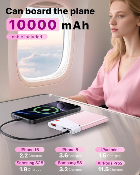 Aaoyun 10000mAh 22.5W Pack 17/16/15 S24 Portable Charger Power Bank, PD Fast Charging Powerbank with Built-in USB C