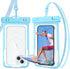 2 Pack Waterproof Phone Pouch, IPX8 Underwater Case for iPhone 15 14 13 Pro Max Samsung, Blue + Blue