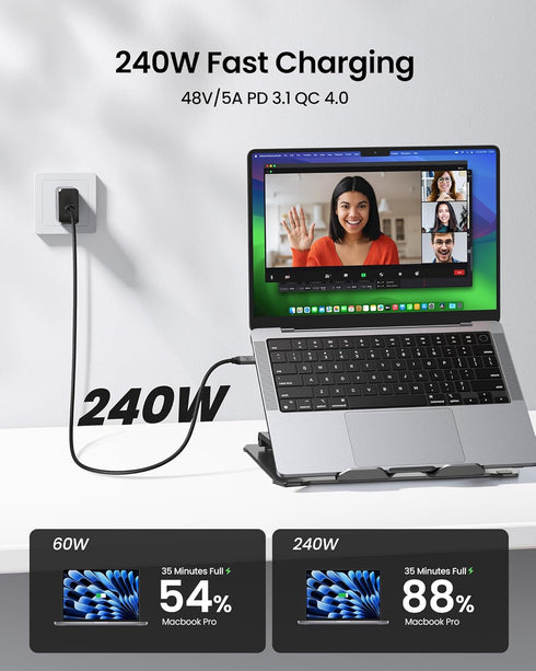 Silkland USB C Monitor Display Cable, 4K@120Hz/60Hz, 8K@30Hz, 3.3FT, 240W PD Fast Charge, Compatible with MacBook Pro,