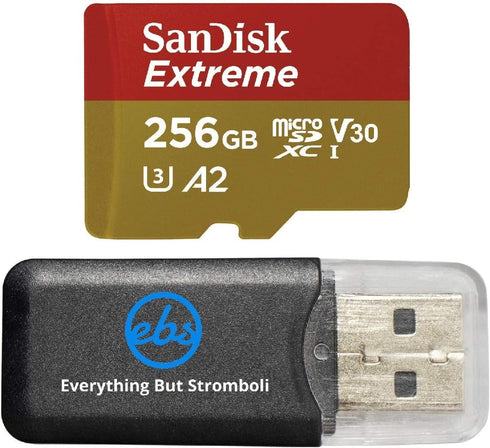 SanDisk Extreme 256GB MicroSD Card for Mavic Mini 2 DJI Drone, Class 10 4K UHD Bundle with Reader