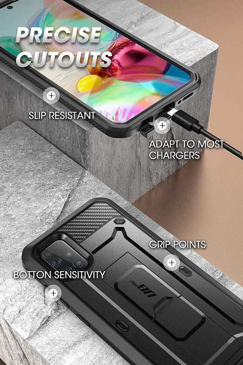 SUPCASE Unicorn Beetle Pro Case for Samsung Galaxy A71, Full-Body Heavy Duty Rugged, Black with Screen Protector