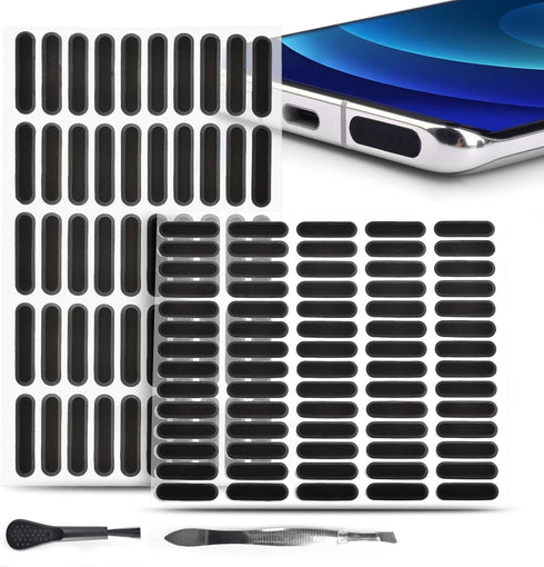 120Pcs Phone Speaker Cover Dustproof Stickers, Anti Dust Sticker Kit with Cleaning Brush & Tweezer for Phone Speaker