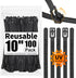 SOOOEC 100 Pack Heavy Duty Reusable Zip Ties - 10 inch UV Resistant, Releasable Black Cable Ties for Indoor Outdoor Use