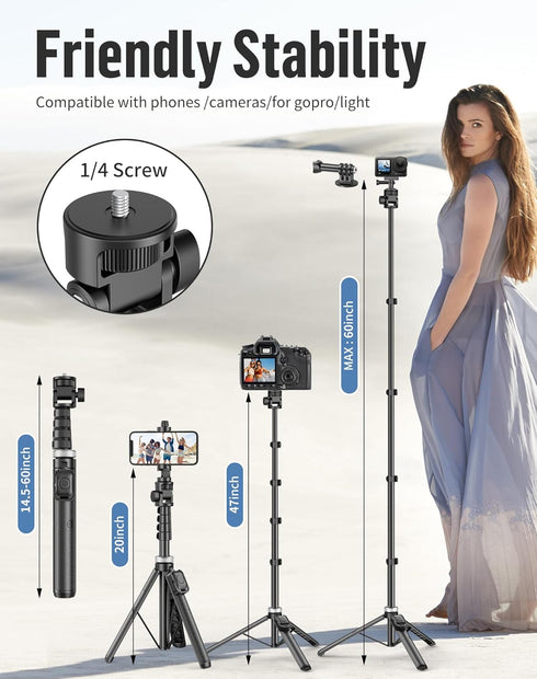povodo Selfie Stick for iPhone:Selfie Stick Tripod with Remote,Tripod for Video Recording,is Content Creator's Vlogging