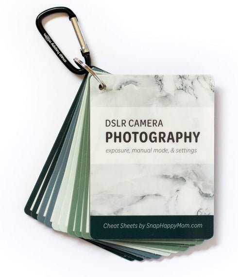 DSLR Cheat Sheet Cards for Canon, Nikon, Sony Cameras - Quick Reference Photography Settings Cards