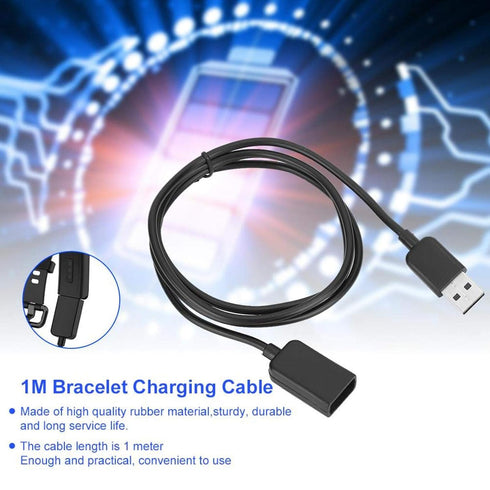 Cuifati 1 Meter Long Bracelet Watch Charger, Portable USB Charging Cable for Smart Bracelet, Black