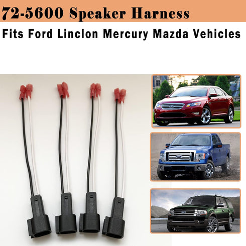 4 Pack 72-5600 Speaker Harness Replacement for Ford Speaker Wire Harness Adapter Replacement for Ford F150 F250 Escape Mustang Lincoln Mercury Mazda Speaker Wiring Harness Adapter by Danbojit