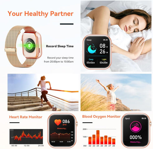 Smart Watch for Men Women, 2024 Newest 1.85 Inch Fitness Tracker, Heart Rate/Sleep Monitor, Waterproof