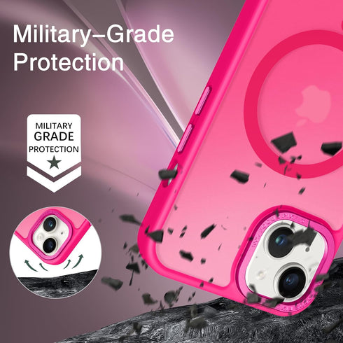 BENTOBEN Hot Pink Magnetic Case for iPhone 13/14 - Slim, Shockproof, Translucent Matte, Compatible with MagSafe.