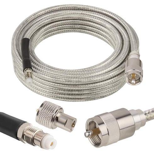 MOOKEERF CB Coax Cable 18ft,Low Loss RG8X Stranded Core CB Antenna Cable