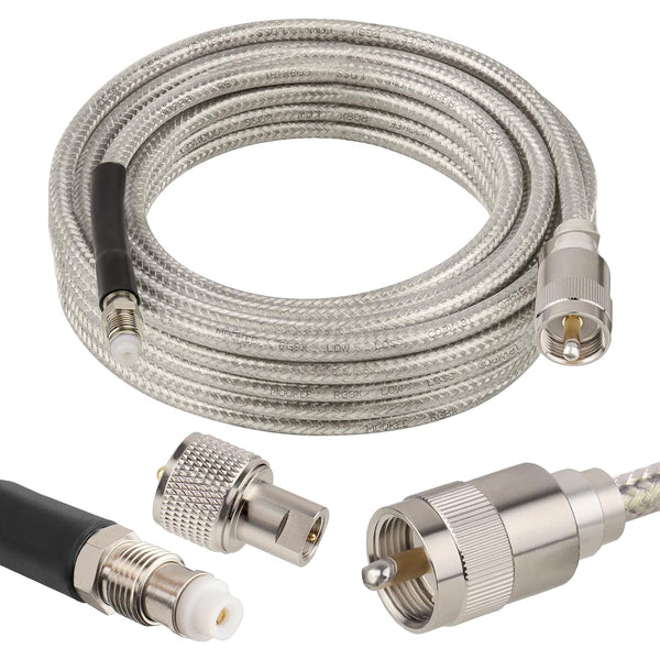 MOOKEERF CB Coax Cable 18ft,Low Loss RG8X Stranded Core CB Antenna Cable