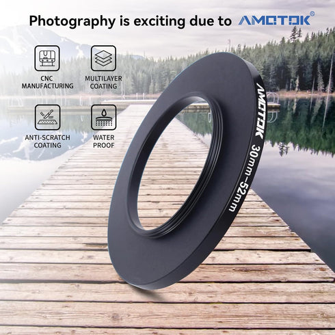 30mm Lens to 52mm Camera Lens adapter,30mm to 52mm Filter Step up Ring Adapter Ring,Compatible All 52mm Filter Accessory