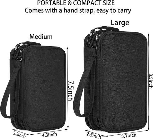 Electronics Organizer Travel Bag, Small Waterproof Accessories Pouch for Charger, Phone, USB, Black, Medium