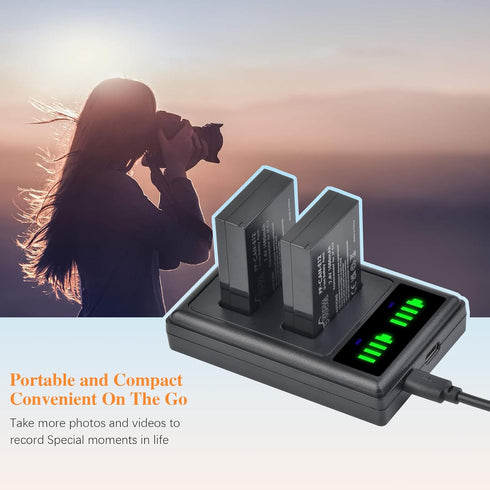 Pickle Power LP-E12 Battery and LED Dual USB Charger for Canon PowerShot SX70 HS, EOS M Series, M50 Mark II, Rebel SL1