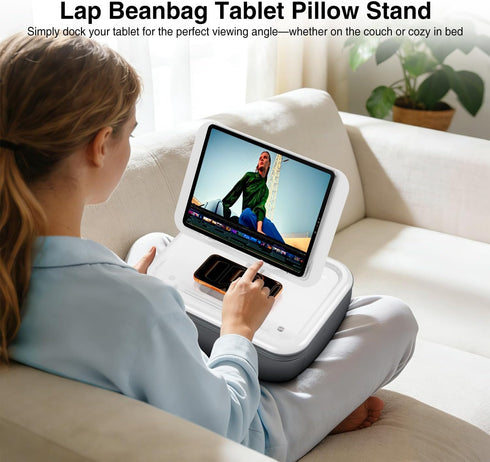 elitehood 4-15.6'' Adjustable iPad Pillow Stand for Lap, Soft Cushion Lap Beanbag Tablet Pillow Stand, Tablet Holder