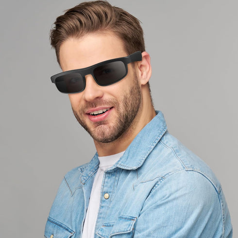 Smart Glasses, Polarized Bluetooth Sunglasses with Built-in Mic & Speakers, Voice Assistant, UV Protection