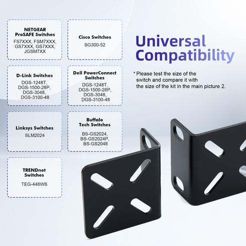Rack Mount Kit for 17.3 Inch Switches | Adjustable Rack Ears for Buffalo Tech, Cisco, NETGEAR, Dell