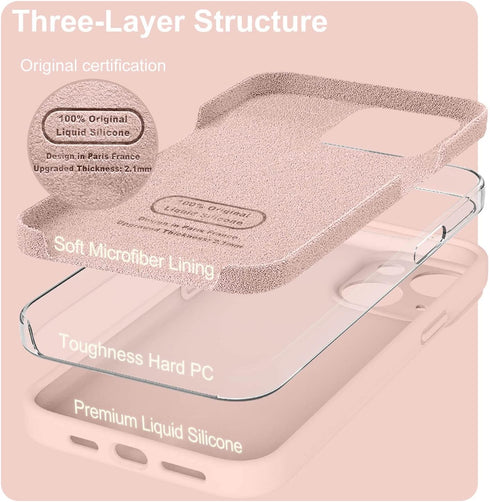 Ktele iPhone 13 Case, 6.1 inch Premium Liquid Silicone, Soft Microfiber Lining, Anti-Scratch, Pink Sand