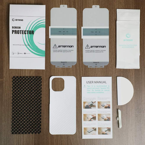 Ibywind 2 Pcs Screen Protector for Xiaomi Mi11 5G 6.81", with Camera Lens Protector and Back Film, Bubble Free