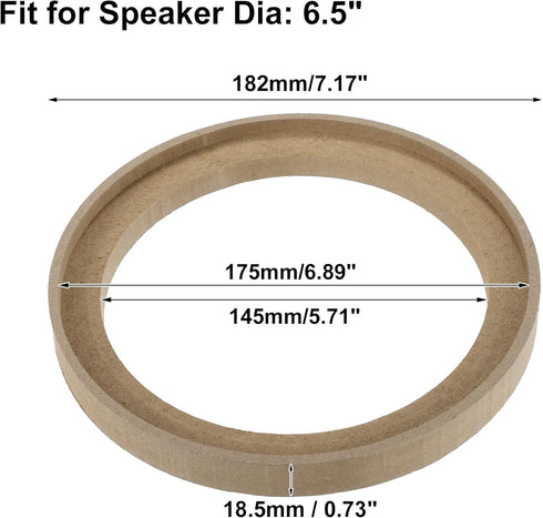 uxcell 4 Pcs Universal 6.5 Inch Speaker Subwoofer Mounting Spacer Rings, Solid Wood Beige