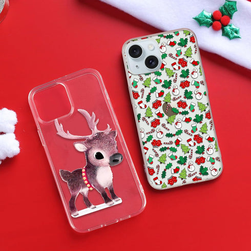 Lafunda Cute Clear Glitter Xmas Snowflake Series Protective Phone Case for iPhone 15 for Women Girls Kids Men (Tree)