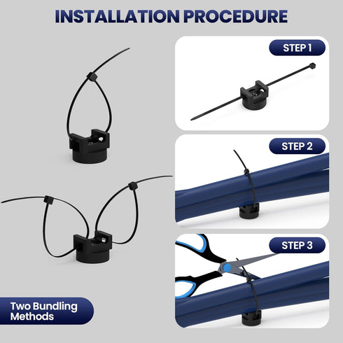 20 Pack Magnetic Cable Zip Tie Base, Scratch-Proof Magnet Zip Tie Mount for Office & Garage Cable Management, Reusable