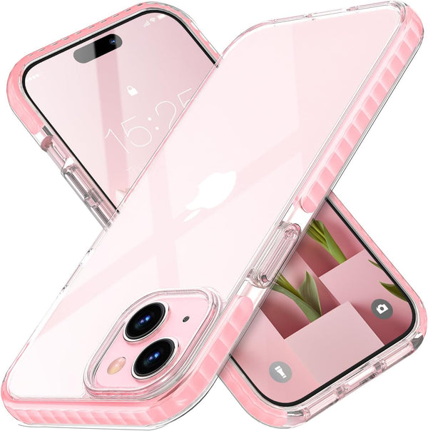 MATEPROX iPhone 15 Plus Case - Clear Slim Shockproof Bumper Cover for 6.7" iPhone 15 Plus 2023 - Pink