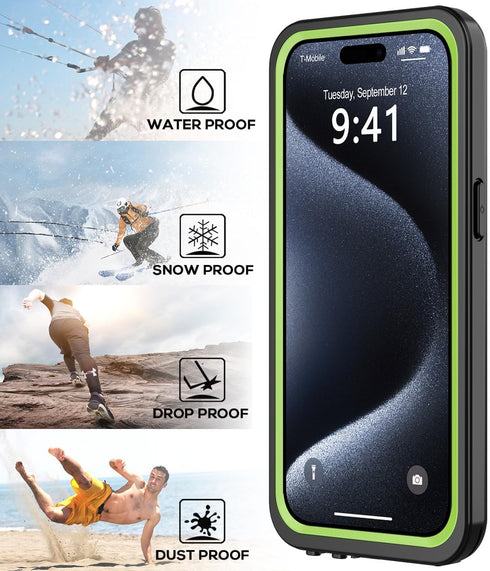 iPhone 15 Pro Max Case Waterproof 6.1'', Full Protective Dustproof Shockproof with Screen Protector