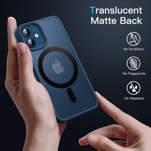 JETech iPhone 12 Mini Case 5.4" - Slim Shockproof MagSafe Compatible Cover with Translucent Matte Back (Blue)