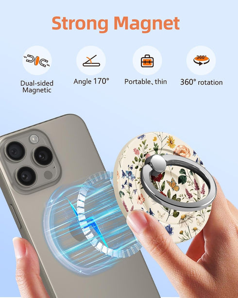Toycamp 17/16/15/14/13/12 Magnetic Phone Grip - Compatible with MagSafe Phone Grip Ring Stand for iPhone Series Vintage