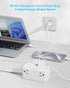 European Travel Plug Adapter, Compact Power Strip with 6 AC Outlets, 4 USB Ports (2 USB C), 3ft Wrapped Extension Cord