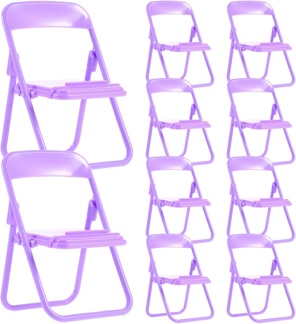 KALLORY 10Pcs Folding Chair Phone Stand Portable Mobile Phone Bracket Cartoon Desktop Holder