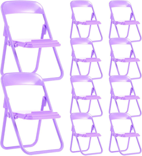 Lurrose 10pcs Foldable Chair-Shaped Plastic Phone Stands Portable Cartoon Phone Holders for Desk