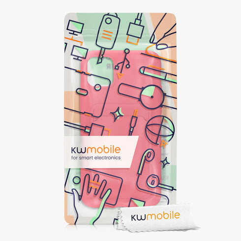 kwmobile Case for Apple iPhone 11 - TPU Phone Cover with Credit Card Holder - Neon Pink