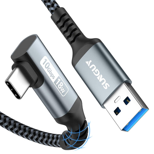 SUNGUY USB C Android Auto Cable 1.5FT, 10Gbps USB C 3.1 Gen 2 Data Transfer, Right Angle USB to USB C Fast Charging