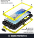 Galaxy S22 Ultra Rugged Case, Metal Bumper with Built-in Screen Protector & Stand, Waterproof Heavy Duty Cover (Yellow)