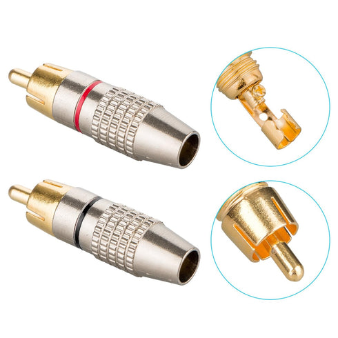 EEEKit 20Pack RCA Male Plug Solder, Gold Audio Video Adapter Connector for Home Theater Audio Video Receiver